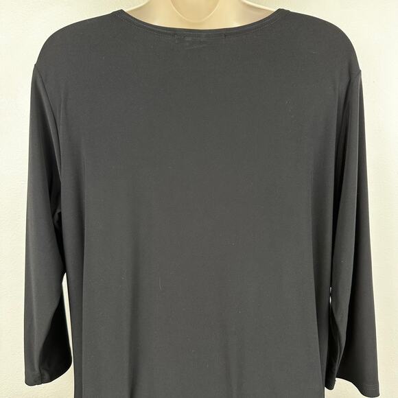 Sympli Nu Trapeze Dress Jersey Knit 3/4 Sleeve Black Sz 12 Lagenlook Minimalist - Picture 10 of 14